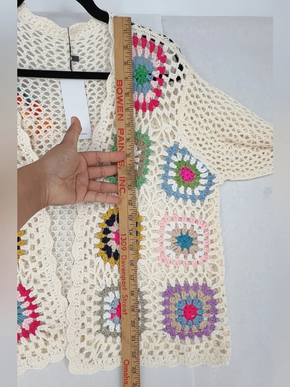 Women's Floral Crochet Cardigan Hollow Out Long Sleeve Open Front Sweater Y2K - Picture 9 of 10
